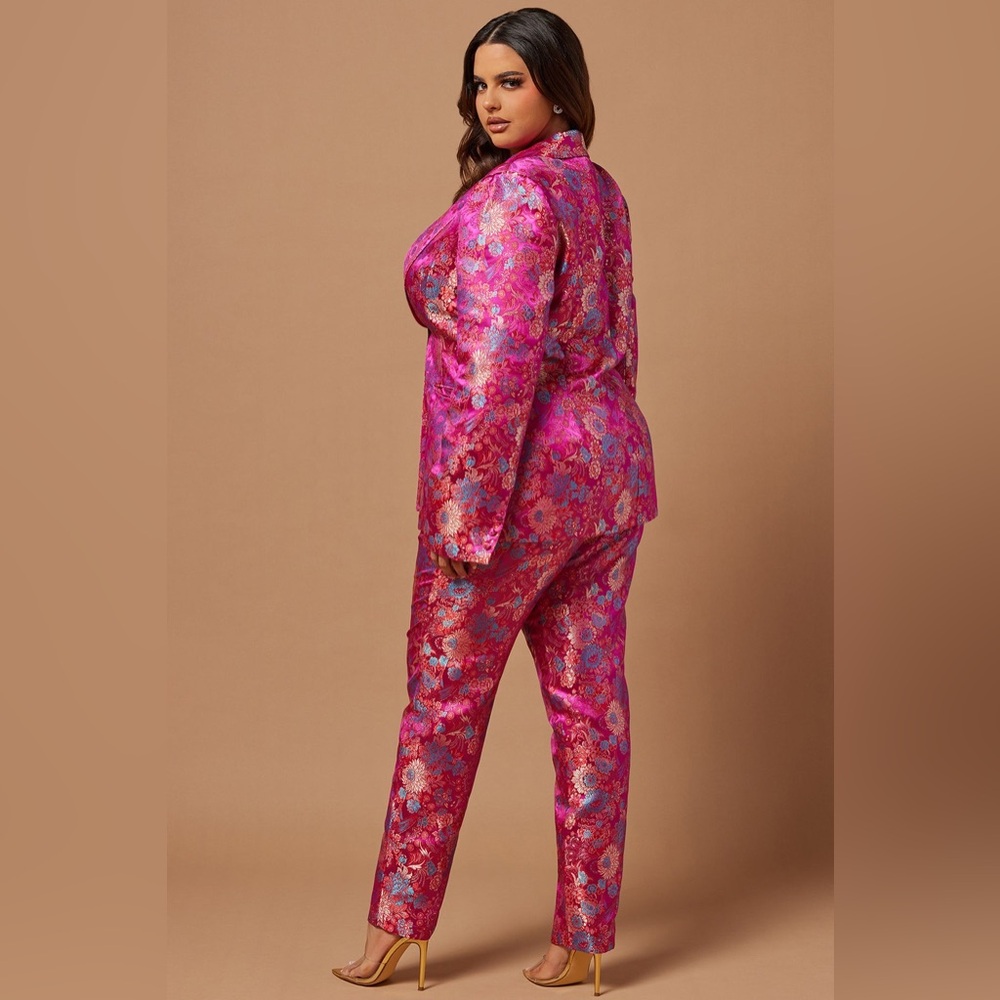 Fashion Nova Pink Metallic Brocade Pantsuit - Picture 7 of 7